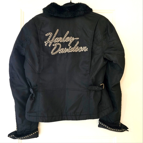 Harley-Davidson Women's Black Jacket with Studded Details Sz Medium - Picture 4 of 6